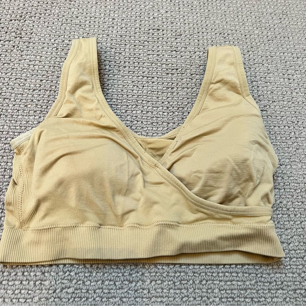 Hofish Nude Nursing Sports Bra with Removable Pads - Small